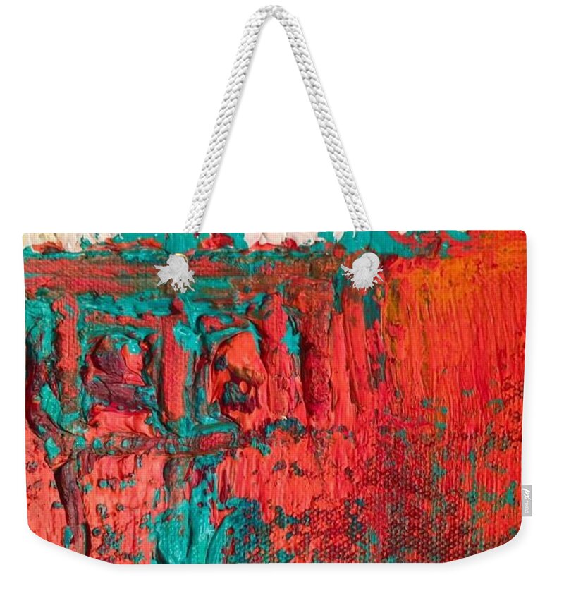.contemporary Modern Abstract Palette Knife Bold Expressive Lively Weekender Tote Bag featuring the painting Two by Heather Roddy