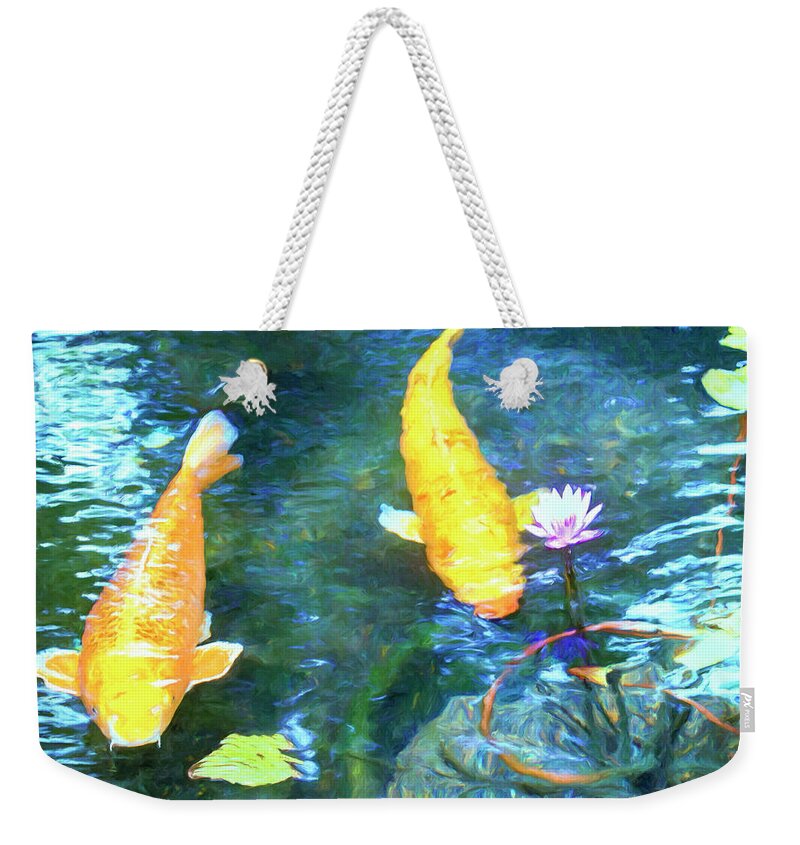 Koi Weekender Tote Bag featuring the painting Two Koi by Dominic Piperata