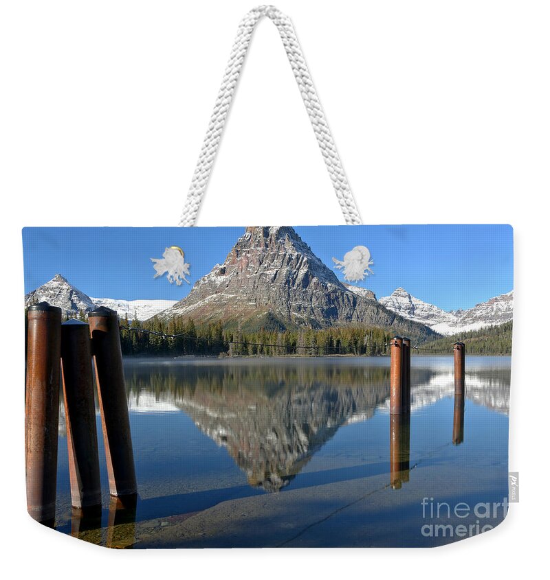  Weekender Tote Bag featuring the photograph Two Med Posts Color by Adam Jewell