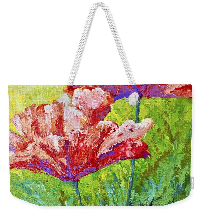 New From My Floral And Nature Collection! Weekender Tote Bag featuring the painting Two Red Poppies by Marion Rose