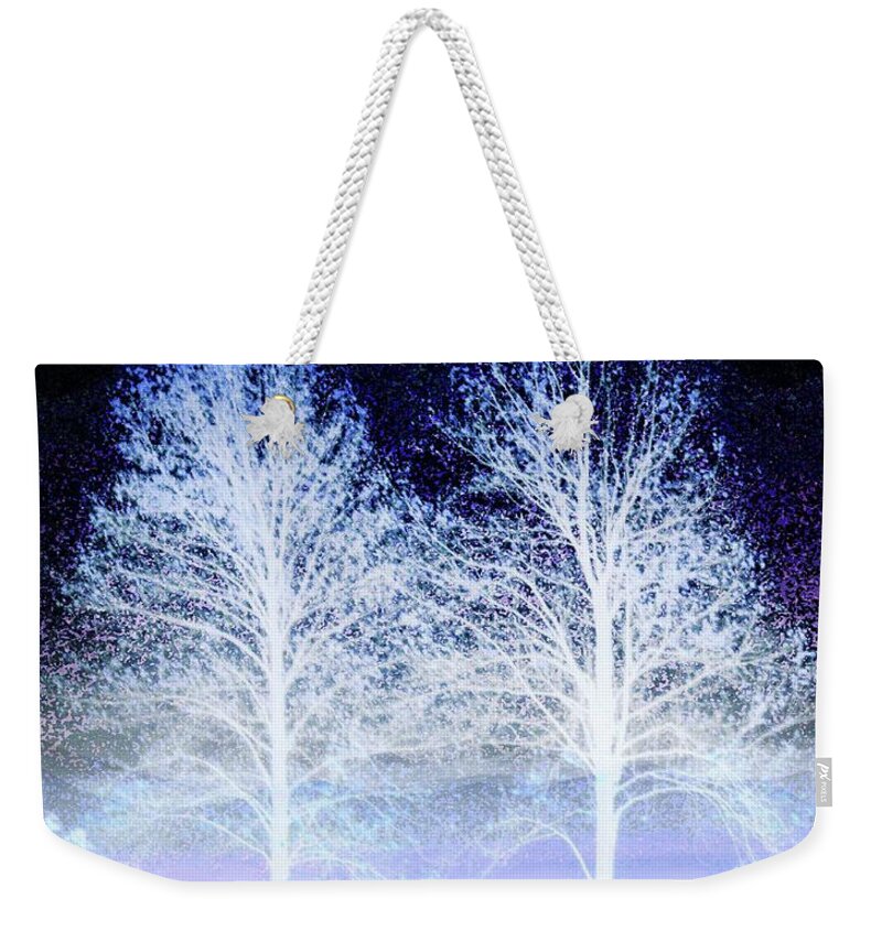 Abstract Photos Weekender Tote Bag featuring the photograph Two Trees in Winter by Coke Mattingly