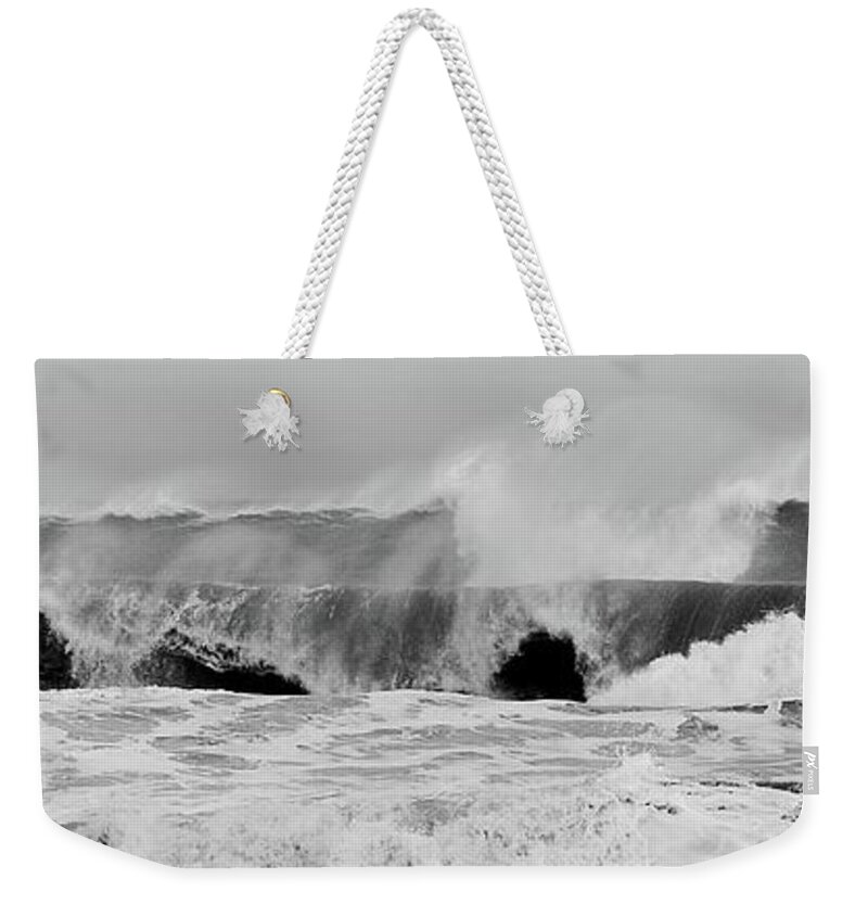Jersey Shore Weekender Tote Bag featuring the photograph Two Waves Are Better Than One - Jersey Shore by Angie Tirado