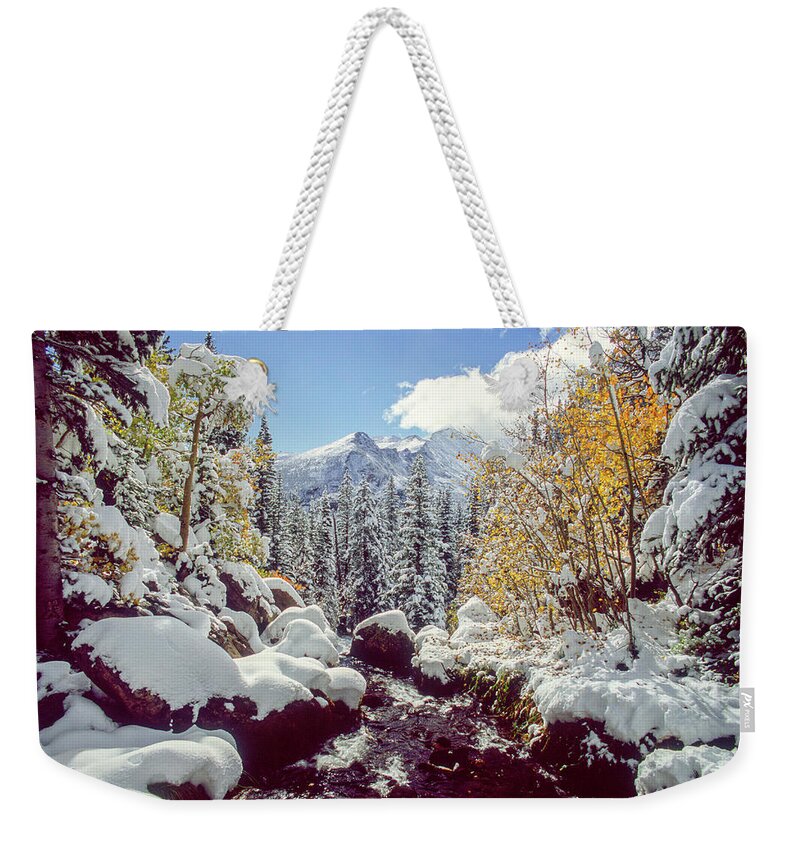 Landscape Weekender Tote Bag featuring the photograph Tyndall Creek by Eric Glaser