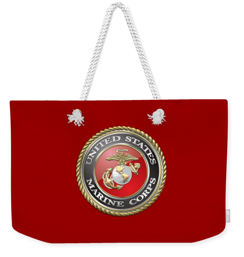 'military Insignia & Heraldry 3d' Collection By Serge Averbukh Weekender Tote Bag featuring the digital art U. S. Marine Corps - U S M C Emblem by Serge Averbukh