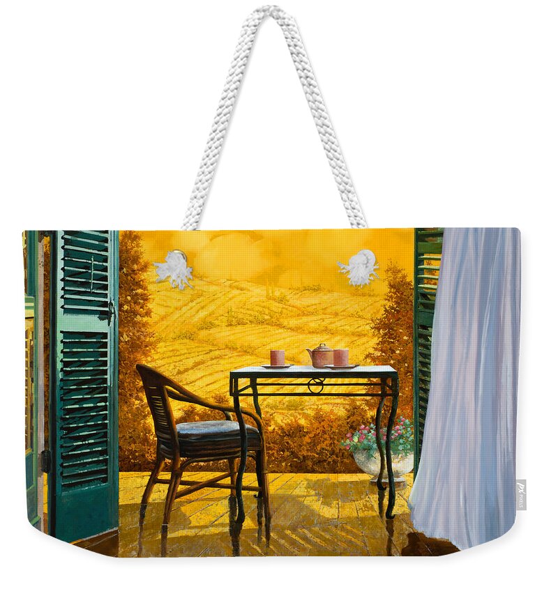 Terrace Weekender Tote Bag featuring the painting Un Caldo Pomeriggio D'estate by Guido Borelli