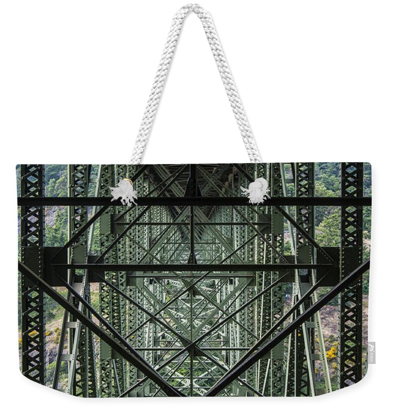 Metal Weekender Tote Bag featuring the photograph Under Deception Pass Bridge by Pelo Blanco Photo