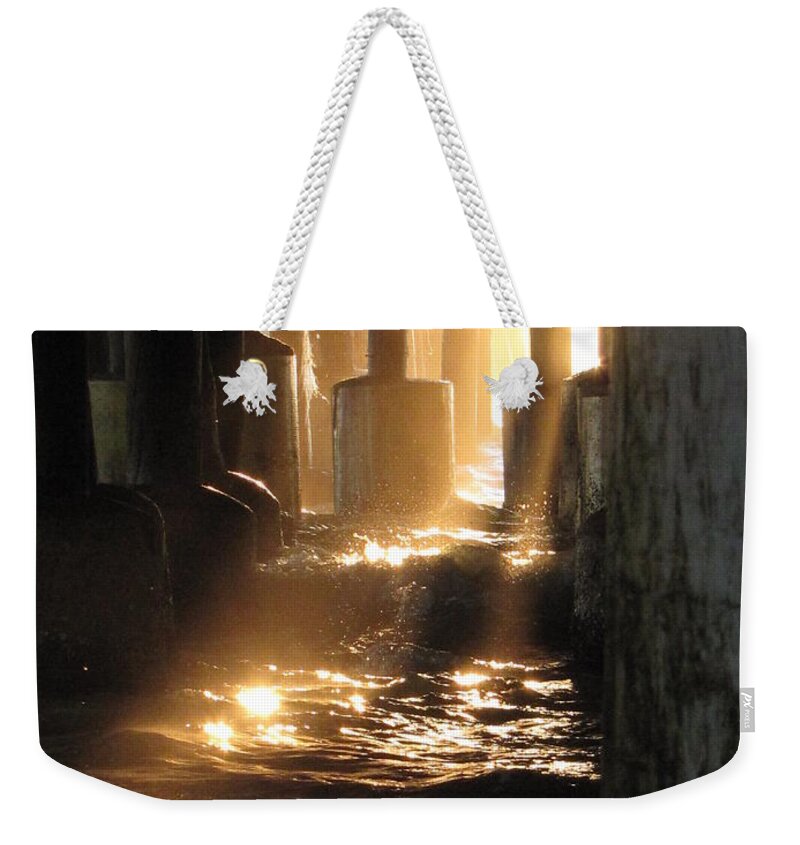 Daytona Weekender Tote Bag featuring the photograph Under the Daytona Beach Pier 004 by Christopher Mercer