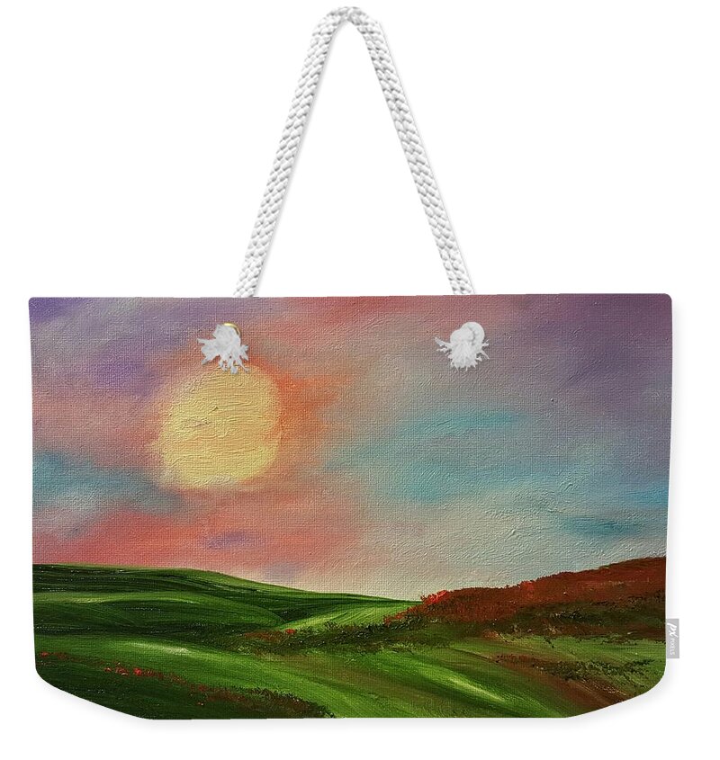 Sunrise Weekender Tote Bag featuring the painting Under the Fog 29 by Cheryl Nancy Ann Gordon