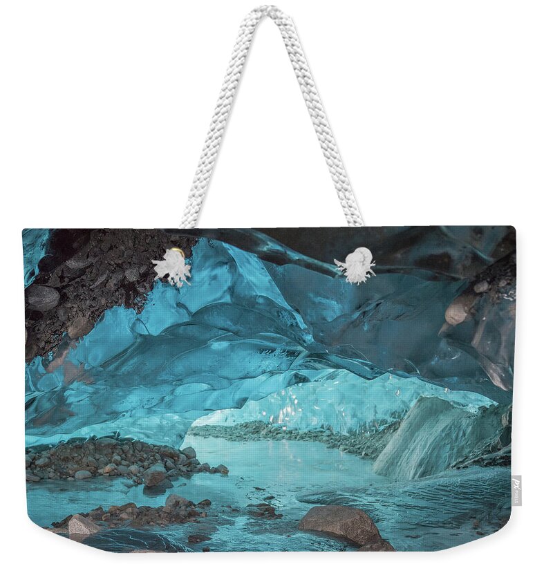 Ice Caves Weekender Tote Bag featuring the photograph Under The Glacier by David Kirby