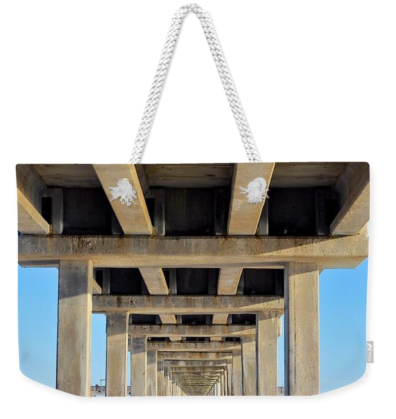 Beach Landscape Weekender Tote Bag featuring the photograph Under The Pier by Kristina Deane