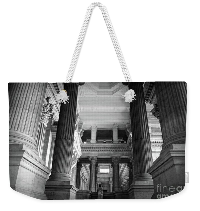 Palace Of Justice Weekender Tote Bag featuring the photograph Under the scaffolding of the Palace of Justice - Brussels by RicardMN Photography
