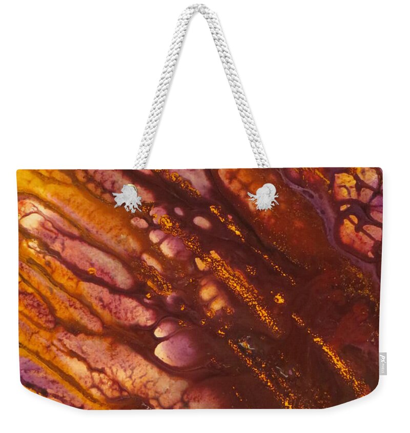 Abstract Weekender Tote Bag featuring the painting Undeviating by Soraya Silvestri
