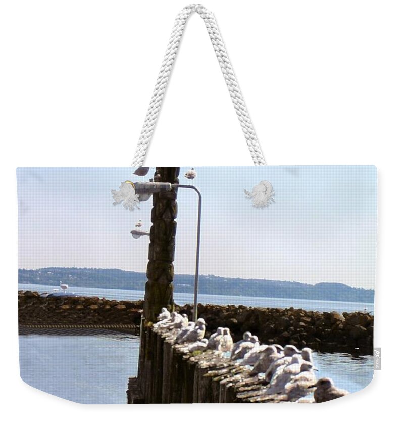 Birds Weekender Tote Bag featuring the photograph Unemployment Line For Gulls by A L Sadie Reneau