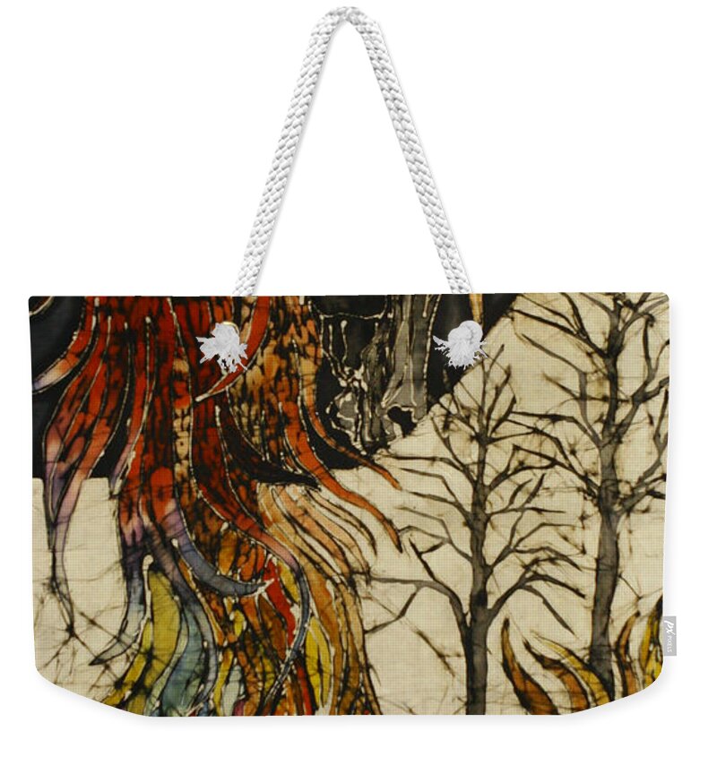 Phoenix Weekender Tote Bag featuring the tapestry - textile Unicorn and Phoenix by Carol Law Conklin
