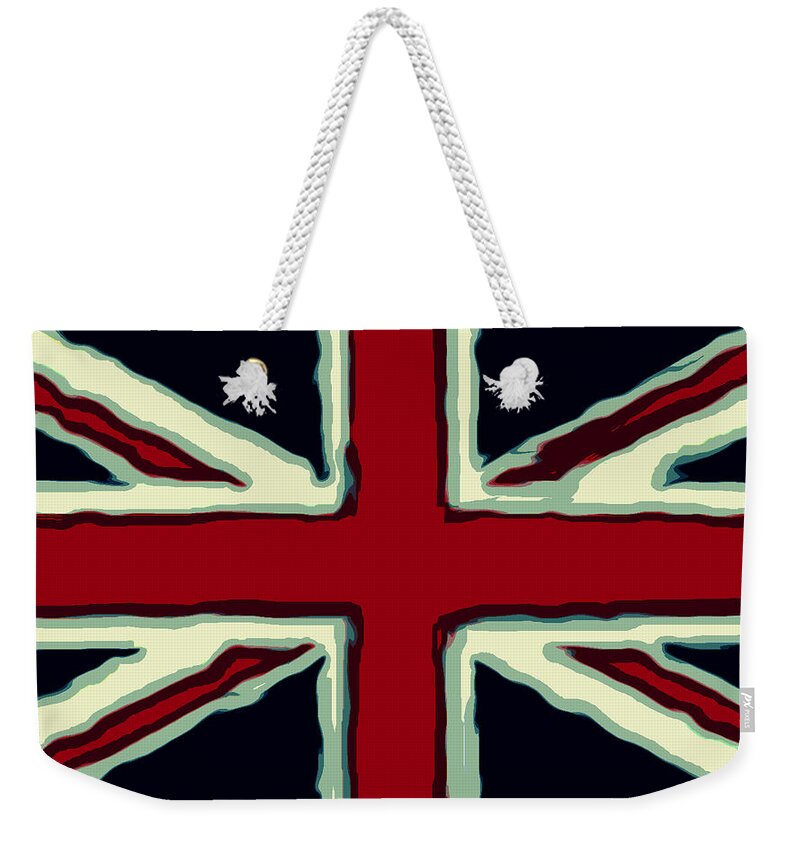 Union Jack Weekender Tote Bag featuring the digital art Union Jack by Super Lovely