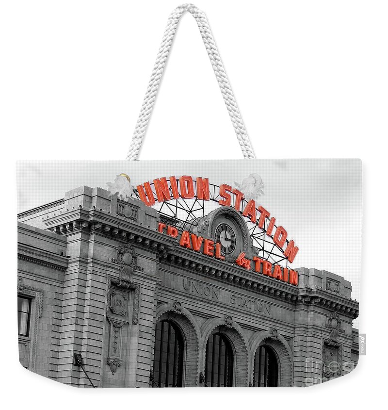 Union Station Weekender Tote Bag featuring the photograph Union Station - Denver - Doc Braham - All Rights Reserved by Doc Braham