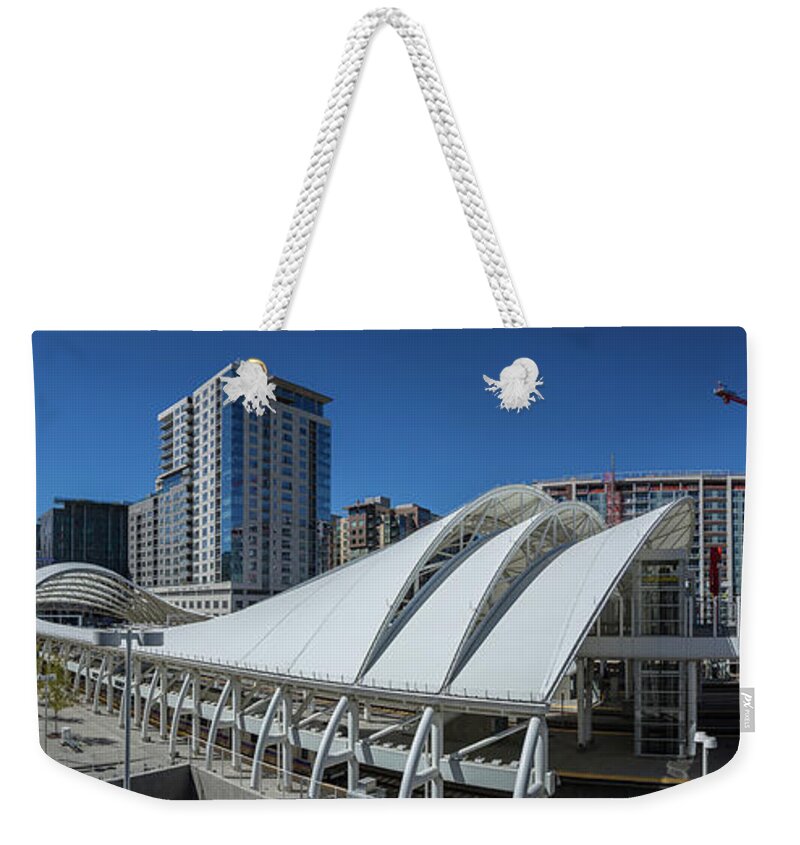 Transportation Weekender Tote Bag featuring the photograph Union Station Open Air Train Hall by Tim Stanley