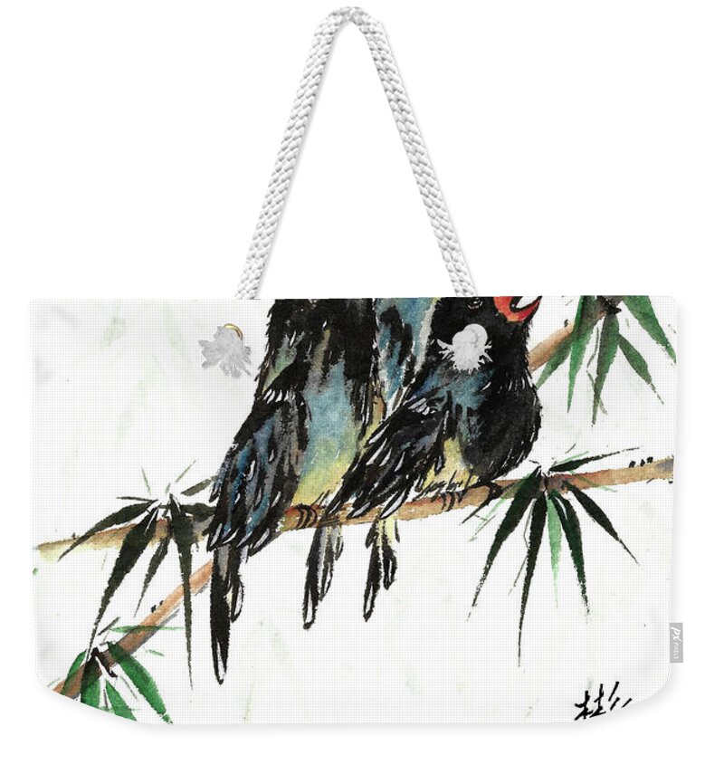 Chinese Brush Painting Weekender Tote Bag featuring the painting United in Grace by Bill Searle