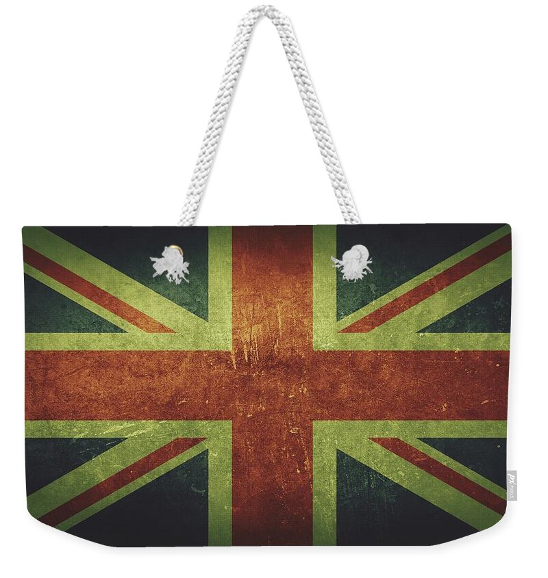 United Kingdom Weekender Tote Bag featuring the painting United Kingdom Distressed Flag Dehner by David Dehner