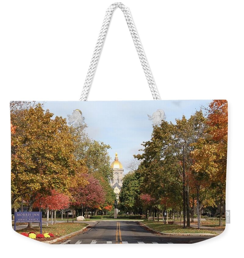 Notre Dame Weekender Tote Bag featuring the photograph University of Notre Dame by Jackson Pearson