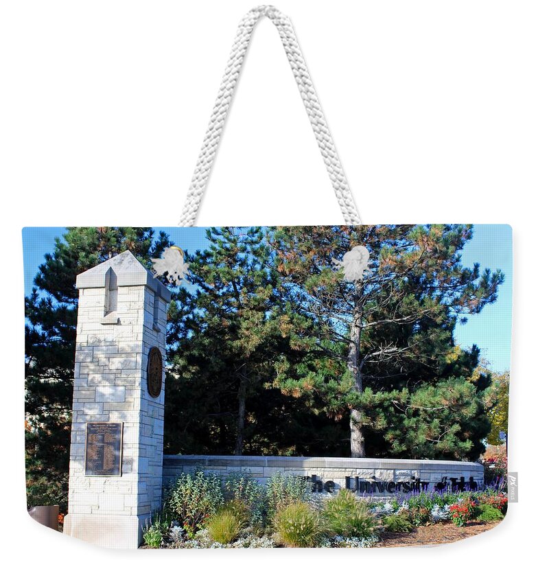 University Of Toledo Weekender Tote Bag featuring the photograph University of Toledo sign I by Michiale Schneider