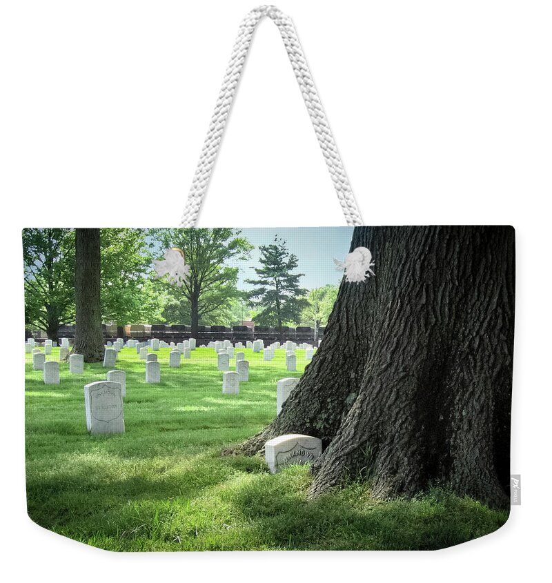 Cemetery Weekender Tote Bag featuring the photograph Unkown and Tree at Arlington Cemetery by Mary Lee Dereske