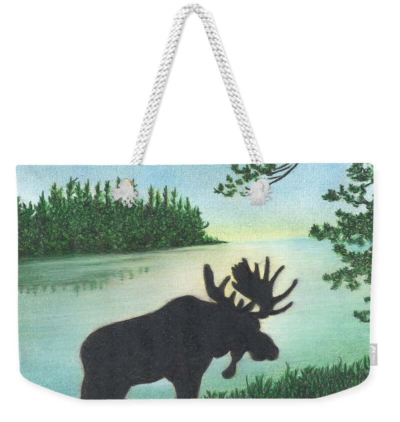 Maine Weekender Tote Bag featuring the drawing Up Maine by Troy Levesque