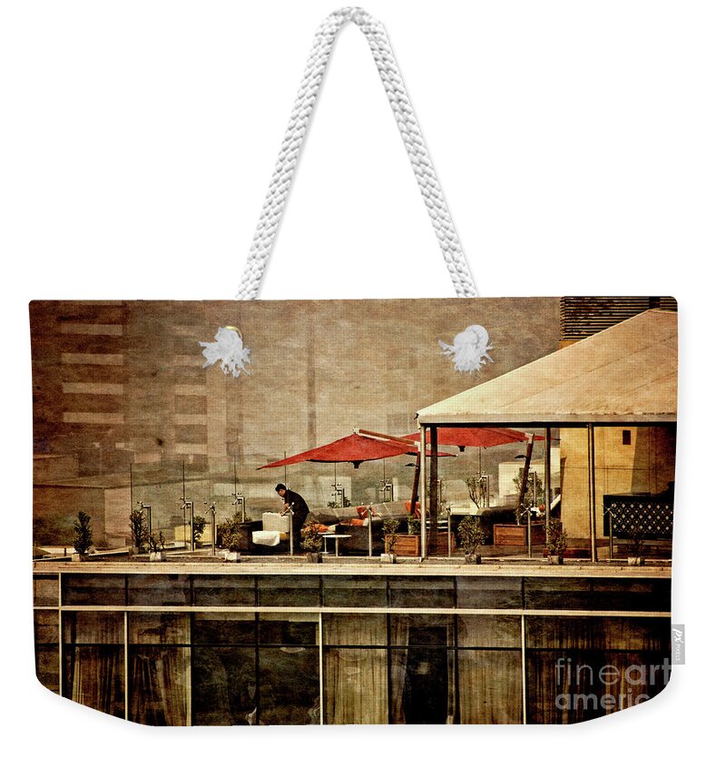 Up On The Roof Weekender Tote Bag featuring the photograph Up on The Roof - Miraflores Peru by Mary Machare