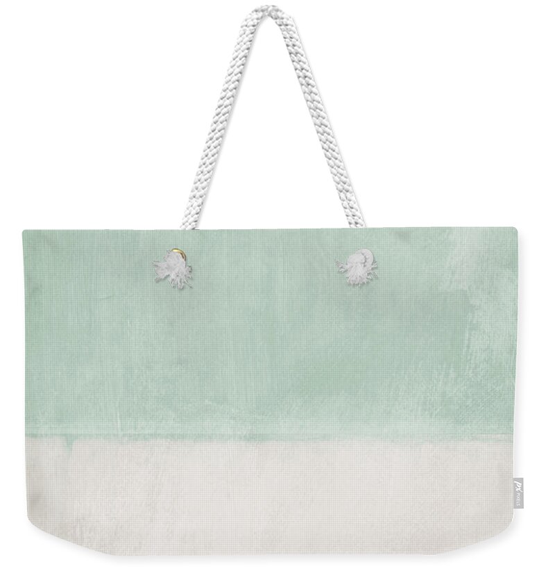 Sage Weekender Tote Bag featuring the painting Upon Our Sighs 2- Abstract Art by Linda Woods