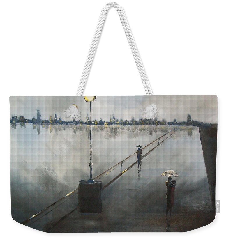 Art Weekender Tote Bag featuring the painting Upon the Boardwalk by Raymond Doward