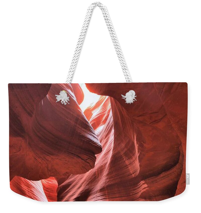 Upper Antelope Canyon Weekender Tote Bag featuring the photograph Upper Antelope Lights by Adam Jewell