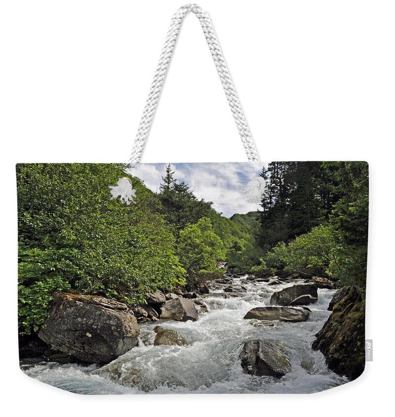 Juneau Weekender Tote Bag featuring the photograph Upper Gold Creek by Cathy Mahnke
