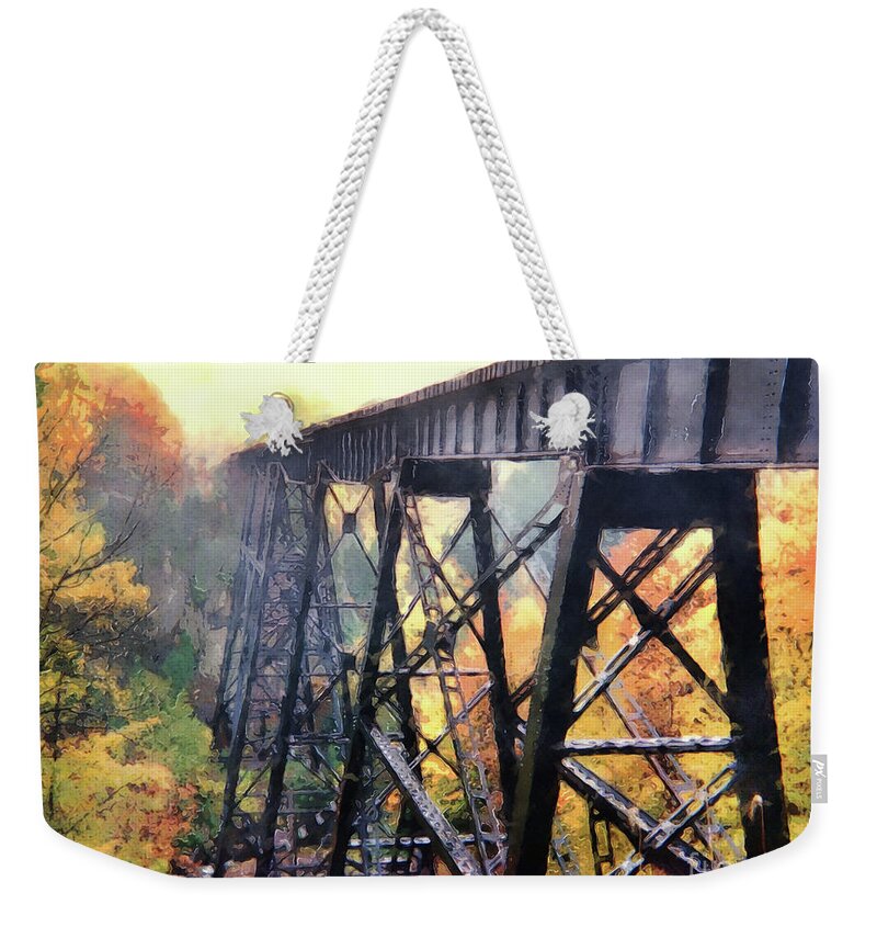 Train Trestle Weekender Tote Bag featuring the photograph Upper Peninsula Train Trestle by Phil Perkins