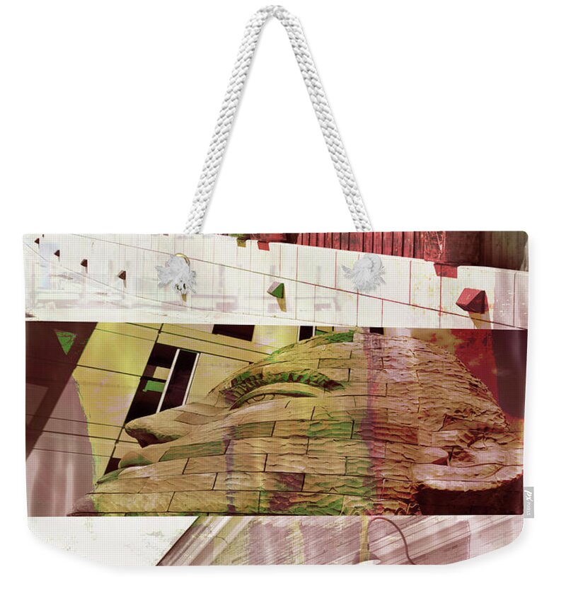 Uptown Weekender Tote Bag featuring the photograph Uptown Library with Color by Susan Stone