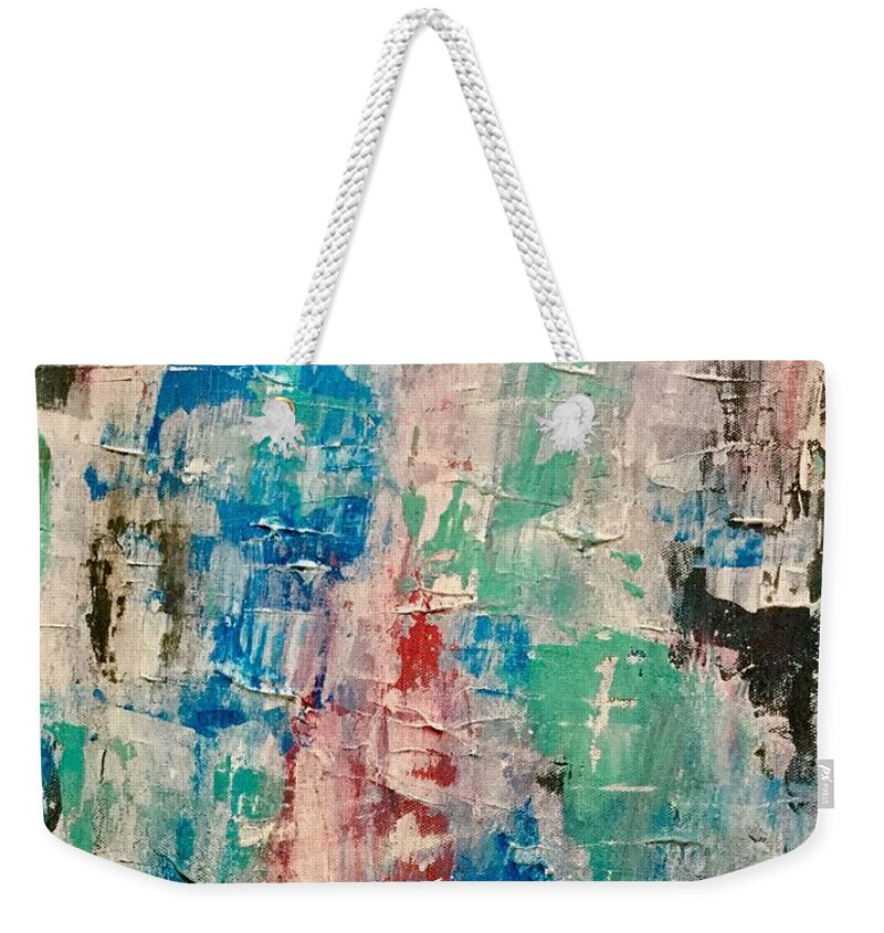 Abstract Weekender Tote Bag featuring the painting Urban Decay by Elle Justine