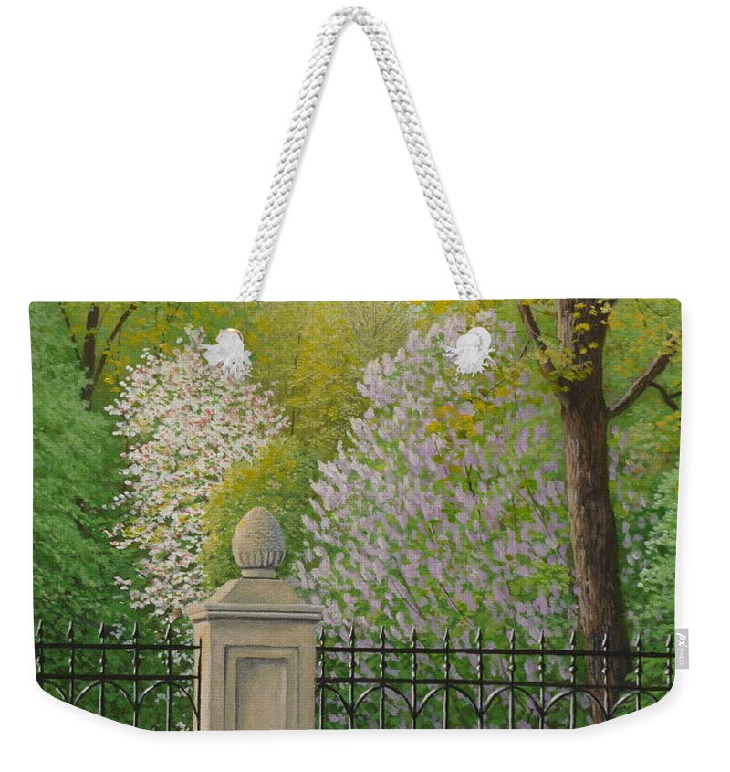 Garden Weekender Tote Bag featuring the painting Urban Oasis by Jake Vandenbrink