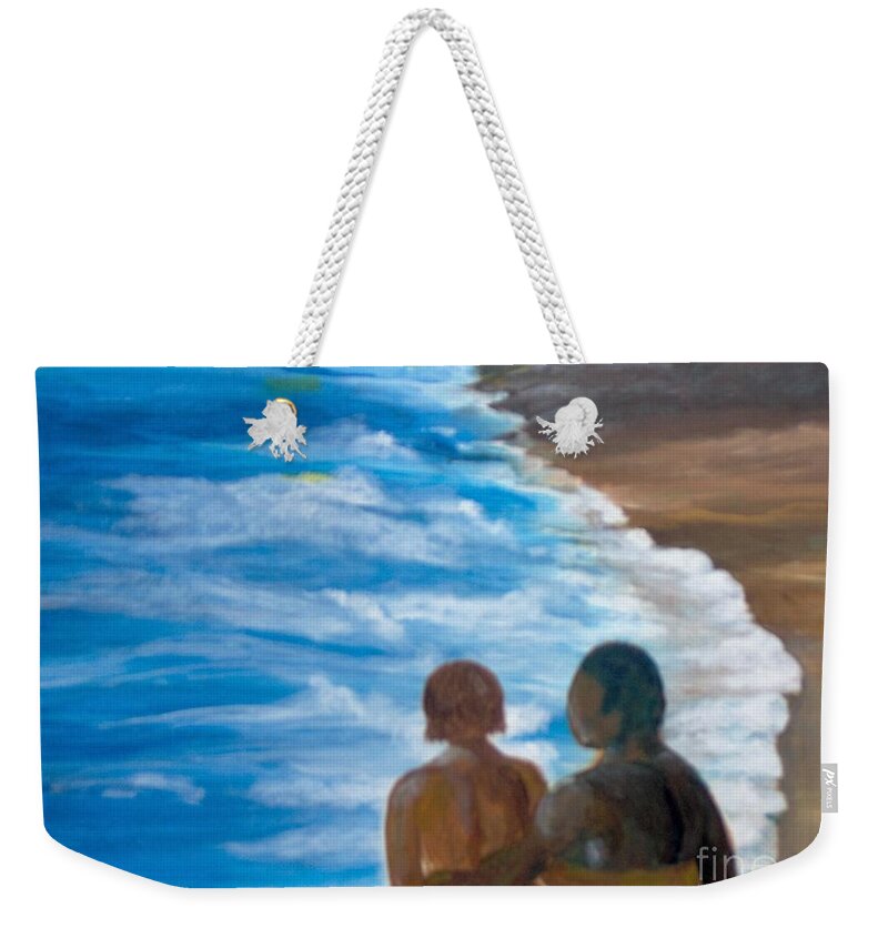 Landscape Weekender Tote Bag featuring the painting Us Against The World by Saundra Johnson