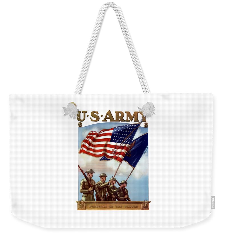 Us Army Weekender Tote Bag featuring the painting US Army -- Guardian Of The Colors by War Is Hell Store