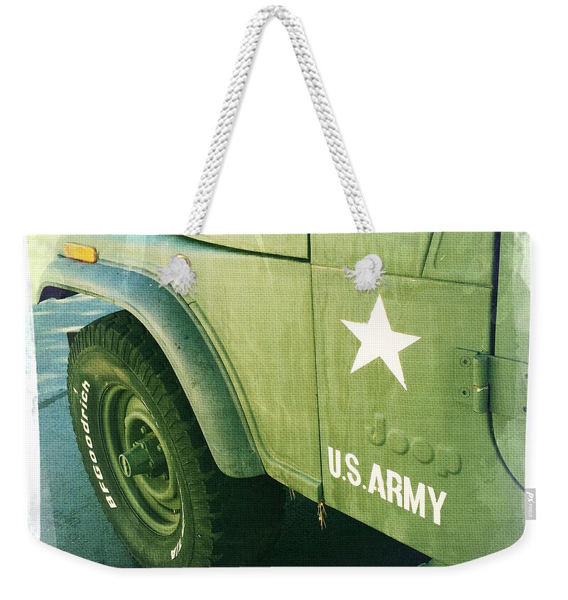 Us Army Jeep Weekender Tote Bag featuring the photograph US Army Jeep by Nina Prommer