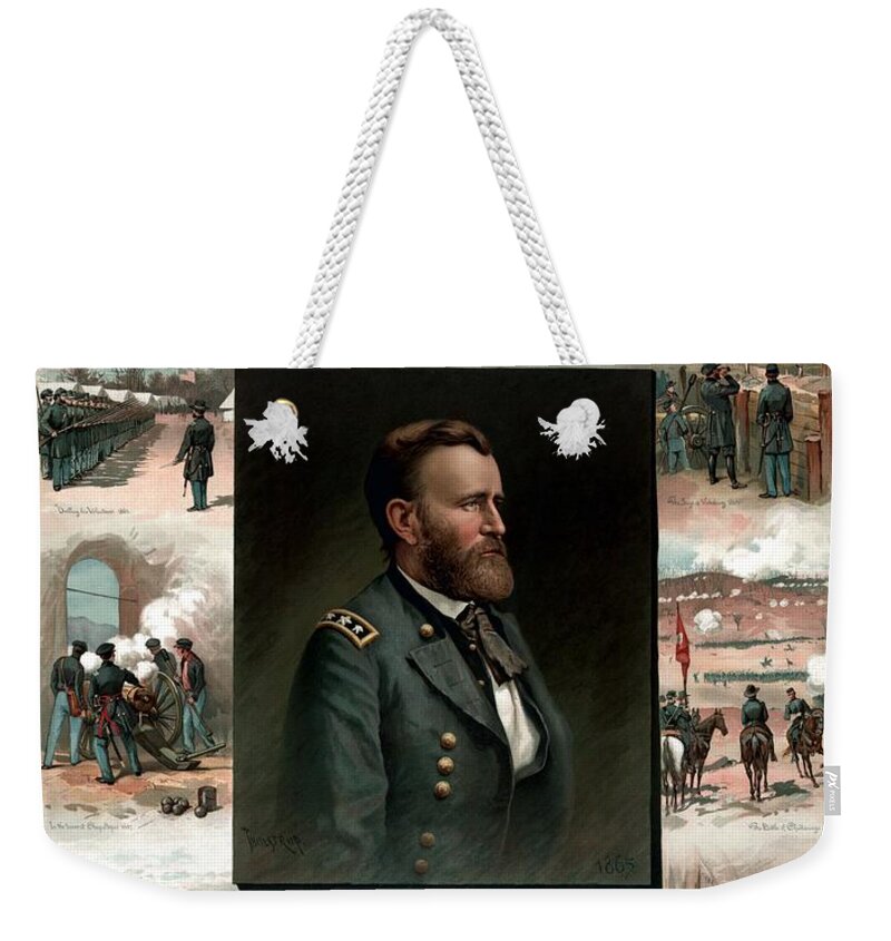 President Grant Weekender Tote Bag featuring the painting US Grant's Career In Pictures by War Is Hell Store