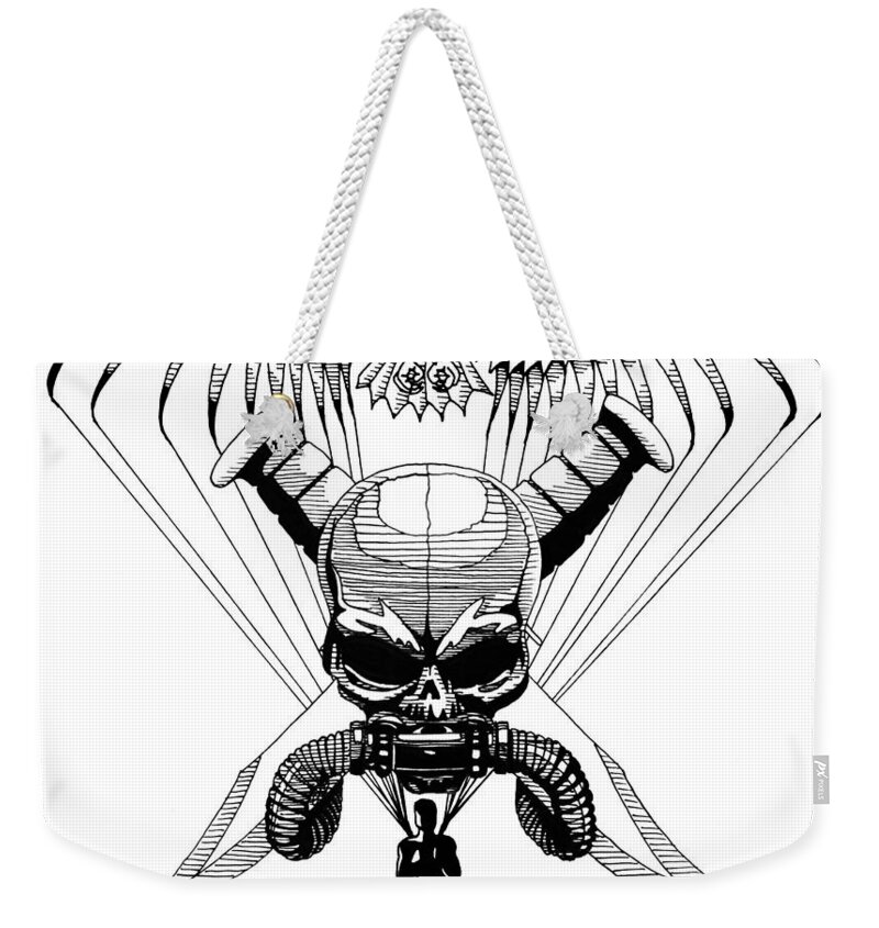 Bald Eagle Weekender Tote Bag featuring the drawing US Marine Corp Recon by Scarlett Royale