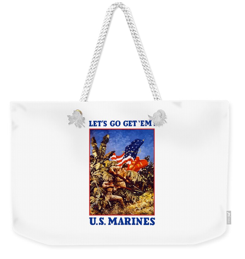 Marines Weekender Tote Bag featuring the painting US Marines - WW2 by War Is Hell Store