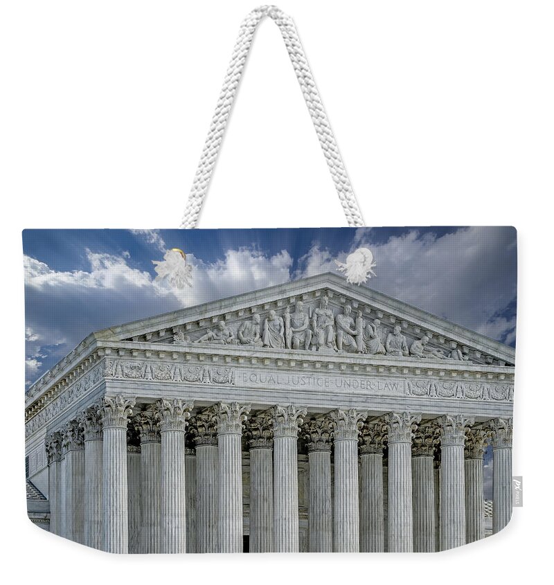 Supreme Court Weekender Tote Bag featuring the photograph US Supreme Court II by Susan Candelario