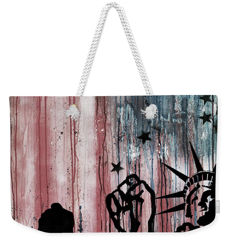 Statue Of Liberty Weekender Tote Bag featuring the painting USA Flag liberty by Gull G