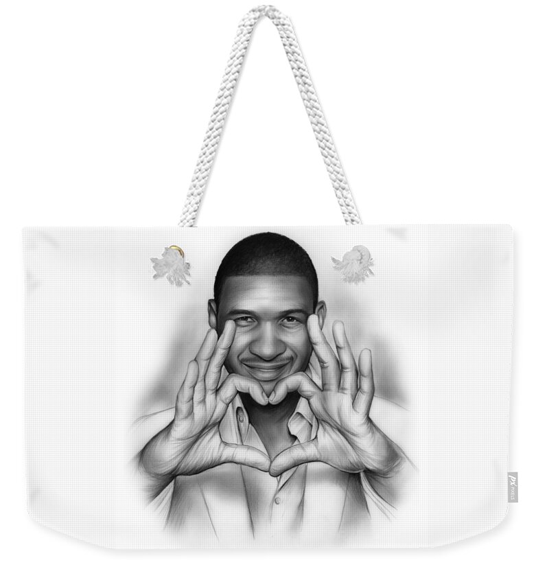 Usher Weekender Tote Bag featuring the drawing Usher by Greg Joens