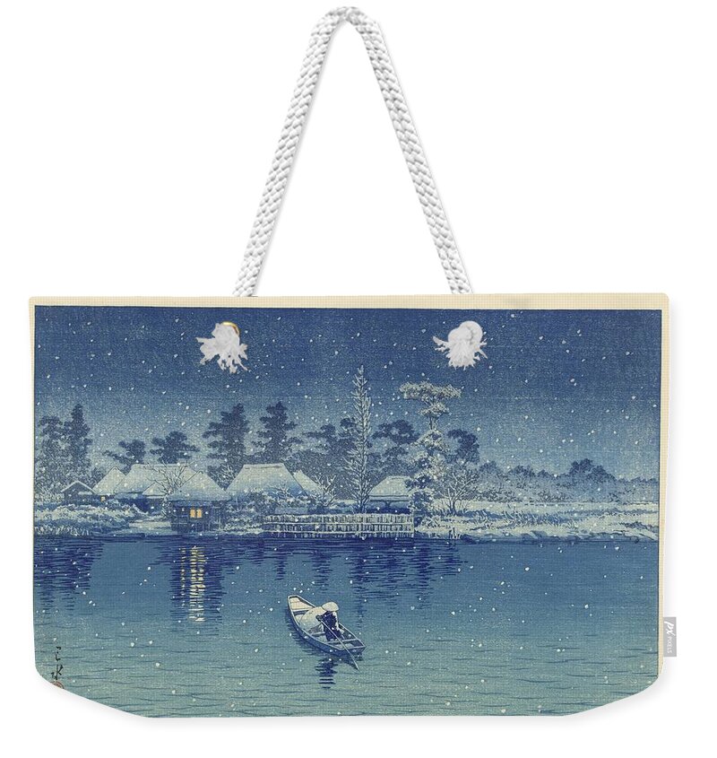 Ushibori Weekender Tote Bag featuring the painting Ushibori, Kawase Hasui, 1930 by Celestial Images