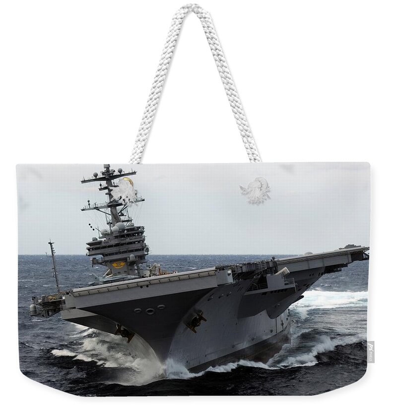 Uss George H.w. Bush (cvn-77) Weekender Tote Bag featuring the photograph USS George H.W. Bush by Jackie Russo