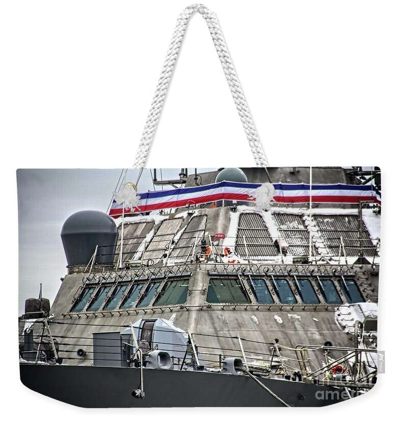 Uss Little Rock Weekender Tote Bag featuring the photograph USS Little Rock LCS 9 by Jim Lepard