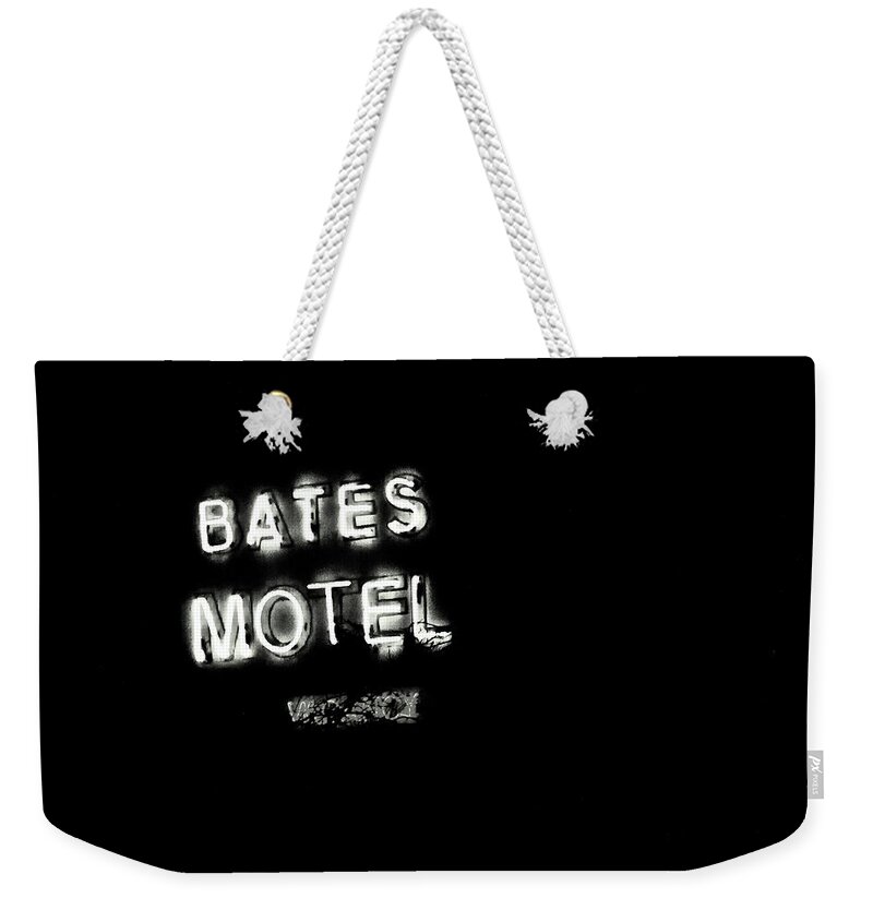 Abandond Weekender Tote Bag featuring the photograph Vacancy at Bates Motel bw by Denise Dube