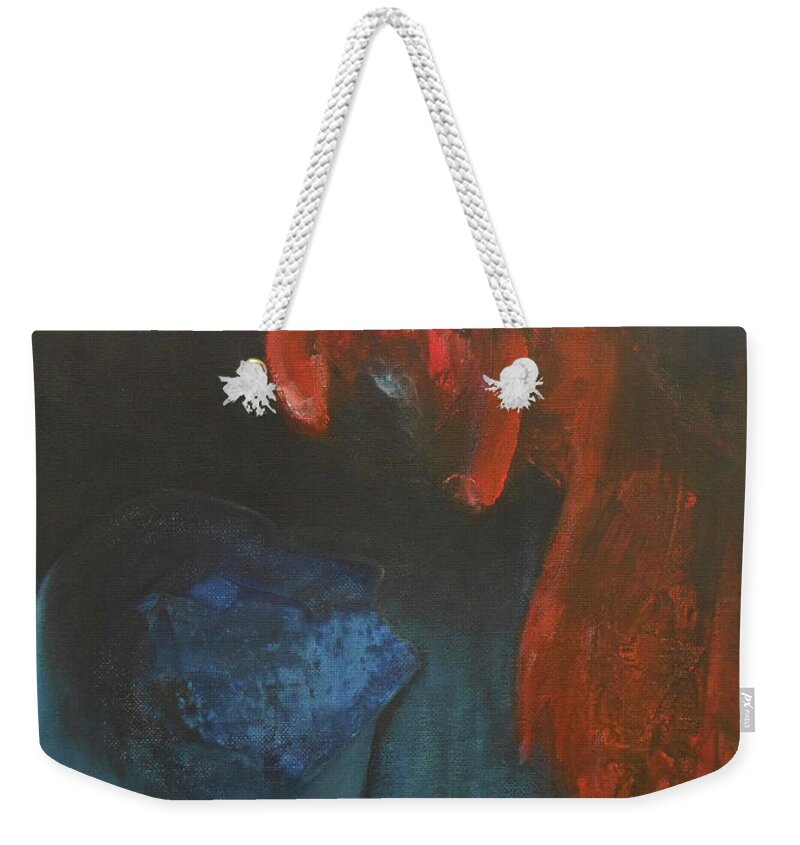 Abstract Weekender Tote Bag featuring the painting Valentine by Jane See